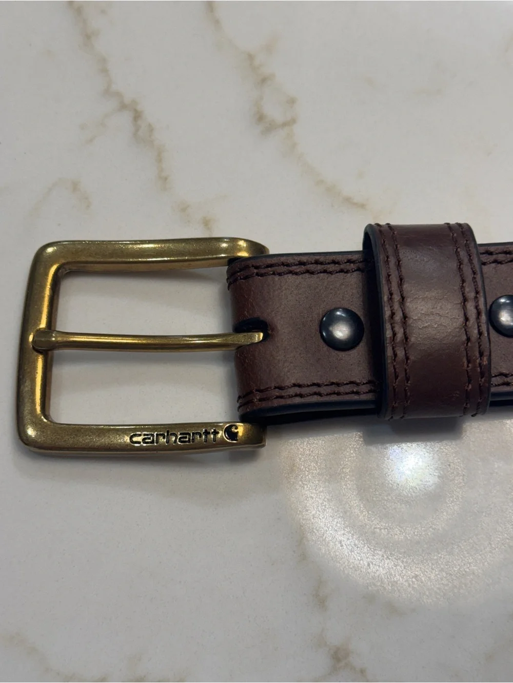 Carhartt Brown Leather Belt with Brass Buckle